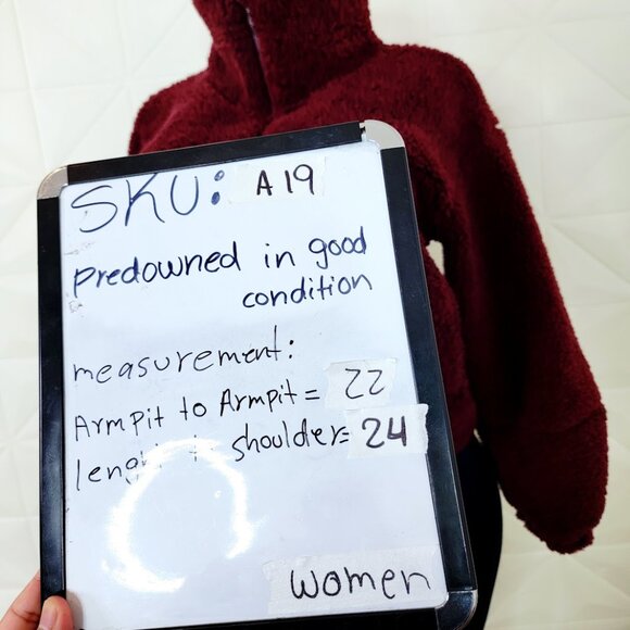 Lululemon Women's Red Merlot Cinchable Fleece Zip-Up Cozy Teddy Jacket Size 6 - Picture 9 of 9